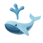 鲸鱼 3D多彩卡通动物形象图标 SpoutingWhale_2k