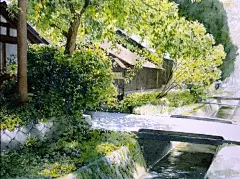 日本水彩大师阿部智幸的夏日水彩画，色彩中流淌着无限诗意