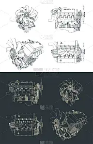 强大的V8涡轮发动机蓝图