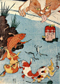 -鱼趣。来自：浮世绘画家Utagawa Kuniyoshi。