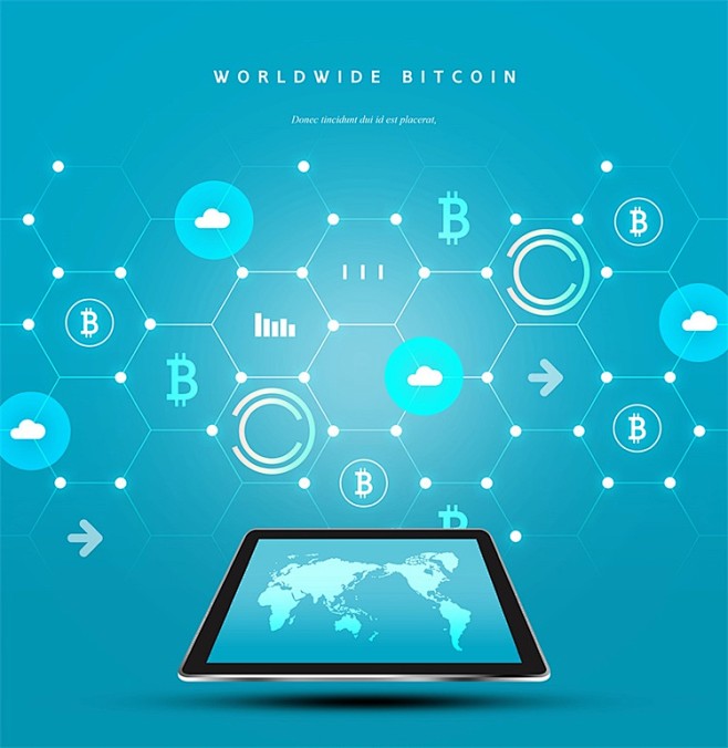 科技感未来货币比特币网络虚拟经济海报