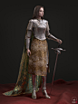 Noblewoman: Real-time character, Minsu Kim : I tried to create an armored aristocratic female character. 
The detail of armor is based on  famous paintings, and I researched modern style women's wear to create her skirt.
I hope you like it!

Real time cha