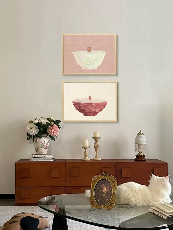 《温婉》新中式国画美学客厅装饰画轻法式中国风卧室挂画组合壁画-tmall.com天猫-花瓣网