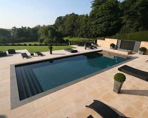 Design ideas for a modern rectangular lengths swimming pool in London ...