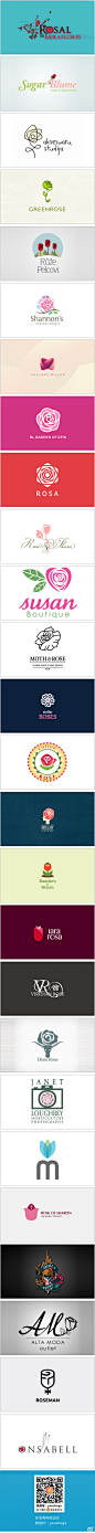 一组玫瑰元素的Logo设计