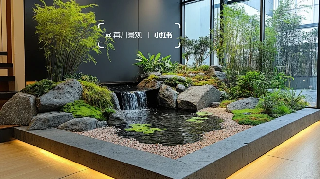现代简约风室内鱼池造景设计效果图 - 小红书-花瓣网