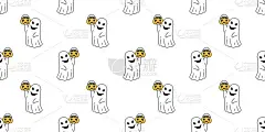 鬼无缝图案万圣节幽灵南瓜篮子糖果卡通向量围巾孤立重复墙纸瓷砖背景魔鬼邪恶涂鸦礼物包装纸插图设计