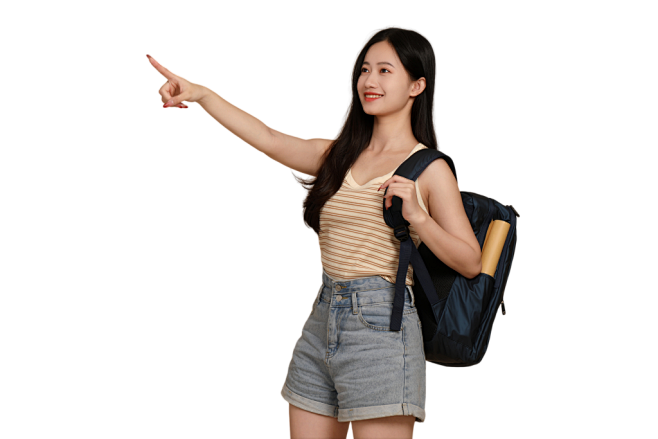 夏季假期出游旅行少女人物免抠元素