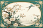 10251_精美典雅创意青色花鸟画豪华装饰框超清AI绘画素材-04