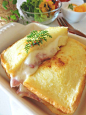 Ham and cheese french toast: 