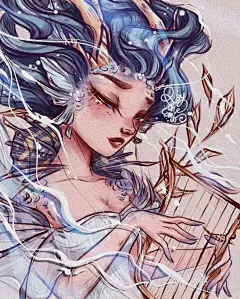 【插画分享】.12 画师： 愿你历遍山河，觉得人间值得 画作分享来自澳大利亚·墨尔本插画师Roytheart #插画分享 #插画系列 #奇幻 #欧美风 #复古风 #花舞 #女生头像 #分享喜欢 #女巫 #梦幻 #插画学习 #插画手绘 图源网络