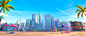 animation  background beach colors conceptart Cyberpunk environment pop riot SKY