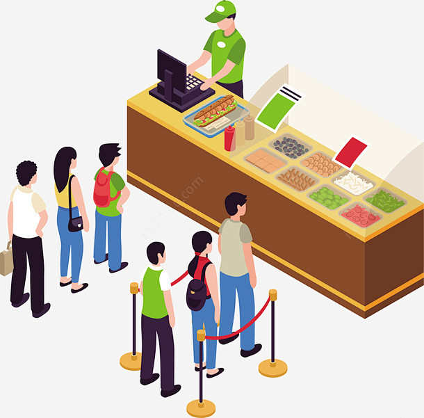 矢量超市收银排队免抠png素材_新图网ixintu.com