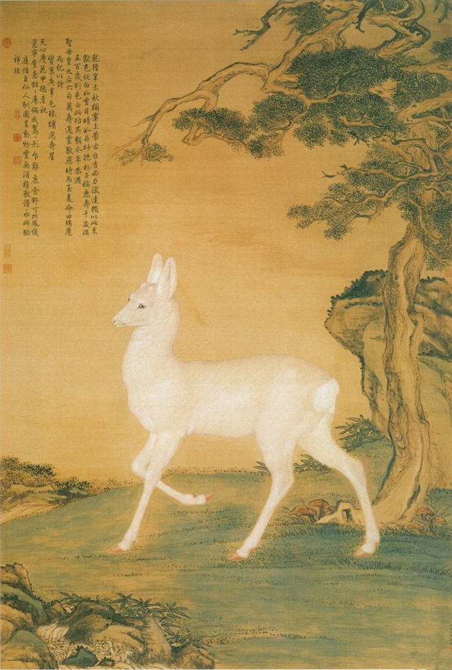 郎世宁 瑞鹿图-花瓣网