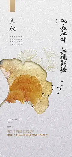 中国传统节气立秋简约手机海报