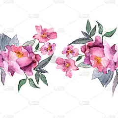 无缝的边界。水彩的黄色花朵。花的贺卡。婚礼请柬设计与绘图鲜花。