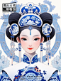 逃出大英博物馆|格格吉祥-青花瓷风文创插画