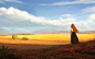 General 2560x1600 women redhead long hair painting curly hair nature landscape house field sky clouds Mehmet Ozen artwork