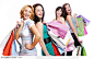 商业图片--四个提手提袋购物的美女