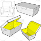 配送食品包装和模切模式。.eps文件是完整的，功能齐全。为真正的纸板生产准备。