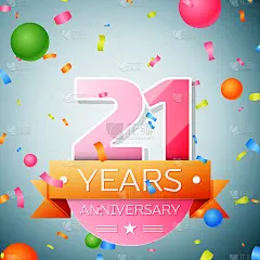 21周年庆典背景。周年丝带