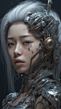 高清美女和机器结合手机壁纸