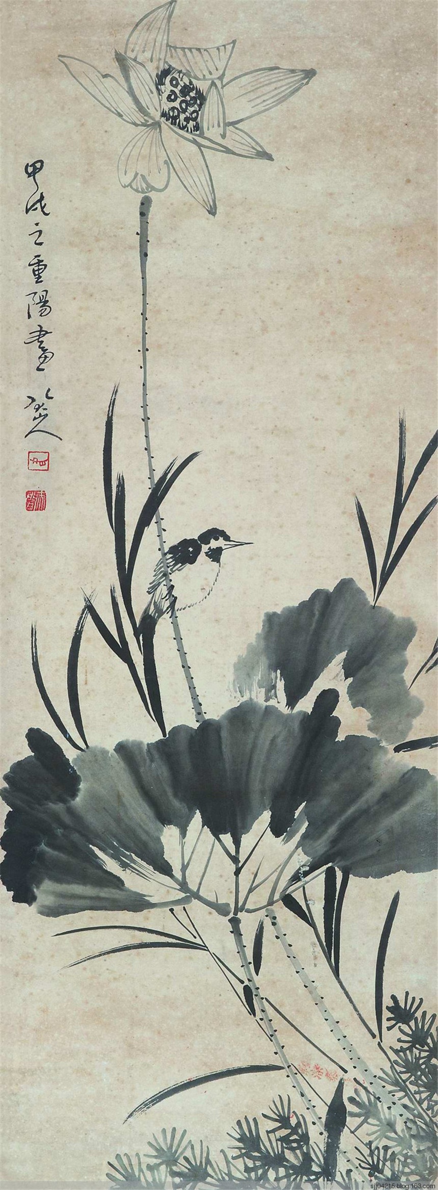水墨画 鶴 掛軸 八大山人 朱耷 水墨花鳥図 清 ae8a18ef470a00743bf6a91933003b