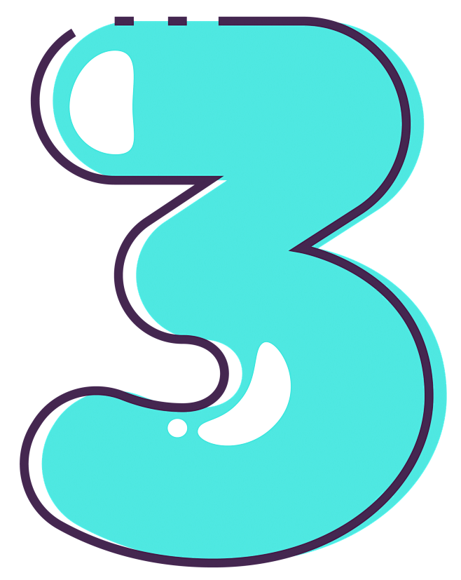 手绘彩色可爱数字3