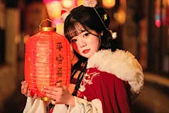 天官赐福 上元安康_人像_颇可网,人像,少女,古风,元宵节,汉服,我要上开屏,SPC大赛人物组,夜景人像