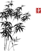 矢量竹子手绘国画中国风