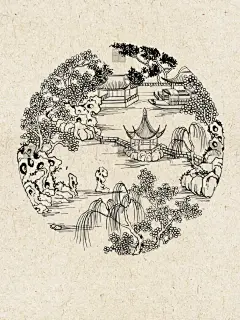国风元素｜苏州狮子林线稿