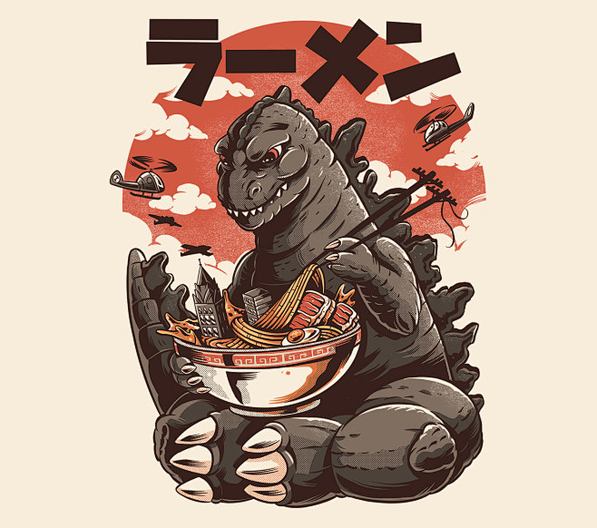 Kaijus + Food illust...