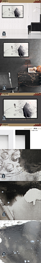 现代中式中国风手绘油画装饰画客厅书房卧室挂画有框黑白水墨荷花-淘宝网