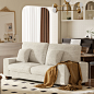 Karlita 71.5" Chenille Sofa Square Arms Sofa Modern Style Loveseat With 2 Toss Pillows