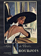 Bourjois (Perfumes) 1951 Soir de Paris, Eiffel Tower, Raymond (Brénot) Vintage advert Perfumes illustrated by Raymond (Brénot) | Hprints.com
