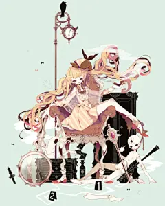 插画师【keeggy】傀儡童话 诡异 黑故事 人偶娃娃 二次元 黑暗 哥特风 唯美 插画