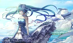 VOCALOID 初音未来 同人图 插画 壁纸 | 「 鲸空 」 | 半次元-第一中文COS绘画小说社区