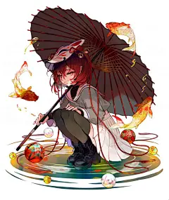 动漫二次元&quot;红发&quot;少女主题图集原画插画图包壁纸图片素材