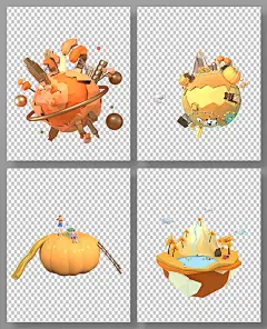 3D秋季立体C4D模型PNG免抠元素
