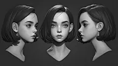 AI动漫卡通头像临摹素材 人物头面部三视图插画参考 解剖结构-淘宝网