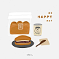This may contain: an illustration of bread, jam and butter on a white background with the words oh happy day