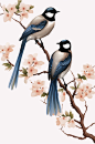 AI数字艺术中国风梅花喜鹊水墨画插画-众图网