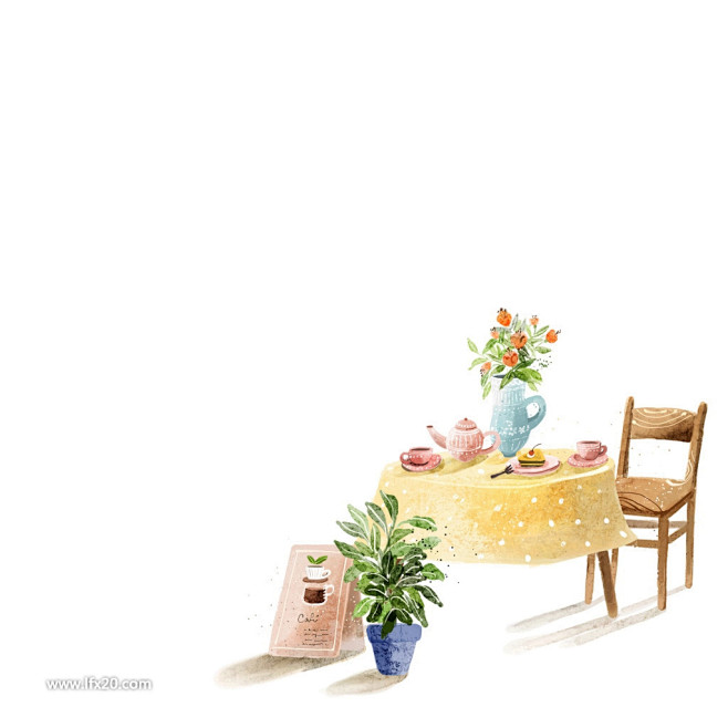 室内家装鲜花植物设计摆放插图插画
