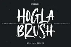 毛笔书法草书手写logo电影海报杂志包装标题英文字体Hogla Brush图片
