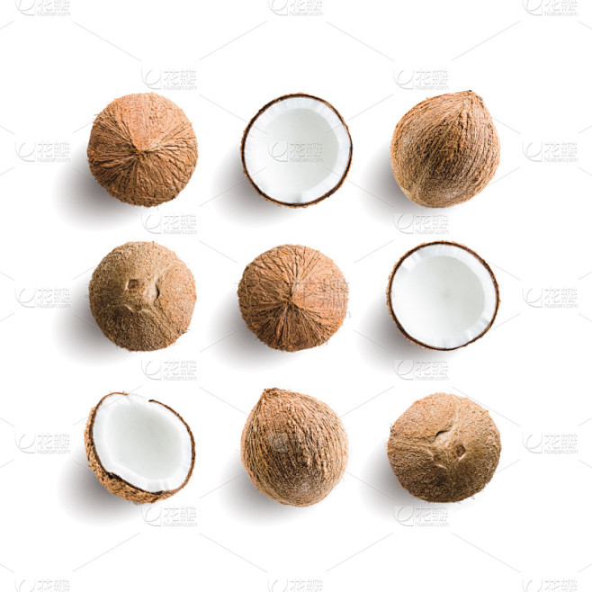 椰子,白色背景,四方连续纹样,热带水果,...