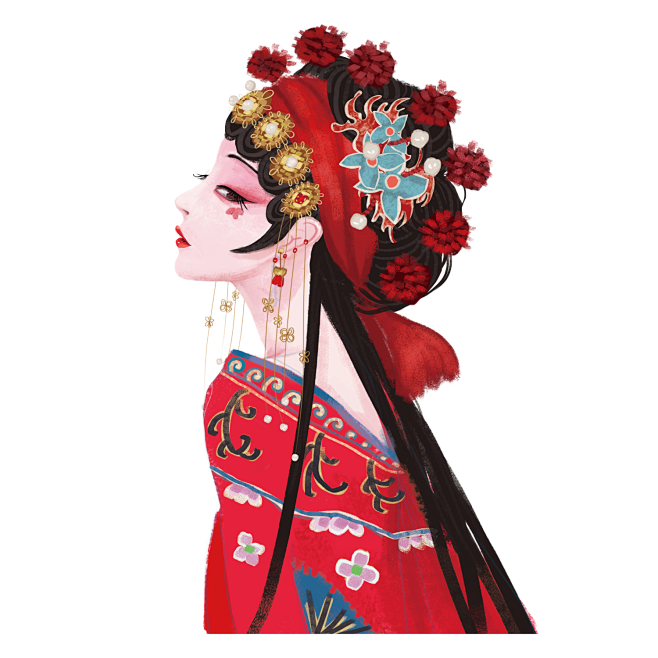 京剧人物插画元素素材 (7)