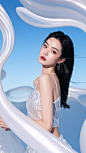 亚洲美女摄影，模特身材，顶级时尚杂志大片构图，酷女孩，动态构图，发光薄纱，超现实主义，超现实景观中的极简主义阴影，分层半透明气囊结构、 动态渲染，欧洲神话故事 (3)