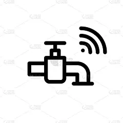 智能水龙头wifi连接。物联网，智能家居技术。像素完美，可编辑的描边图标