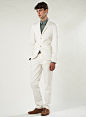 英国代购topman2012秋装英伦男士白色修身休闲西装套装1208