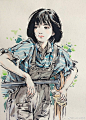 独具特色的水墨女孩速写。

插画师：迟迟CHICHi速写 ​​​​